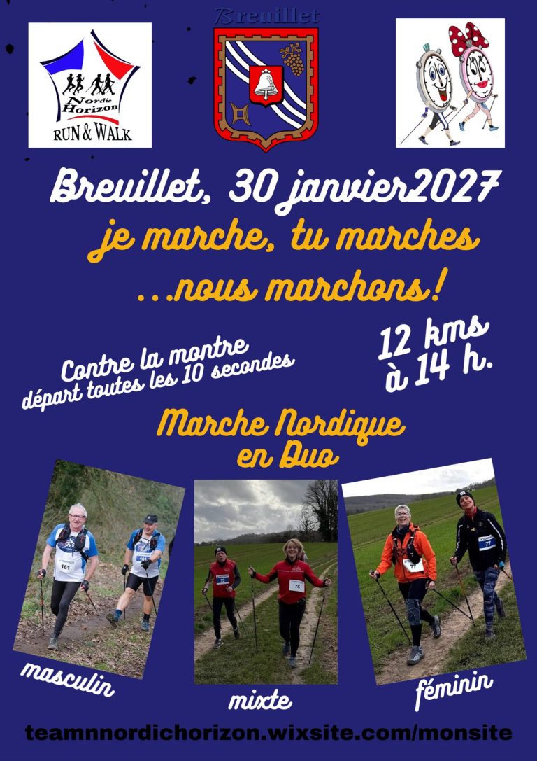 Affiche de la marche nordique en duo de Breuillet, samedi 30 janvier 2027